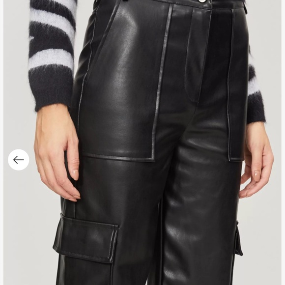 Topshop faux leather cargo trouser black high rise pants size 6 - Picture 2 of 6